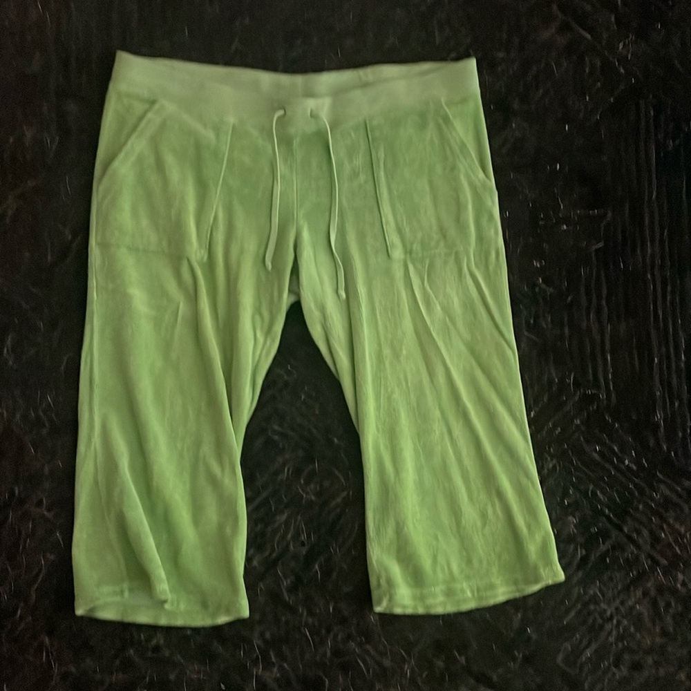 Vintage juicy couture bright green terry cropped pants